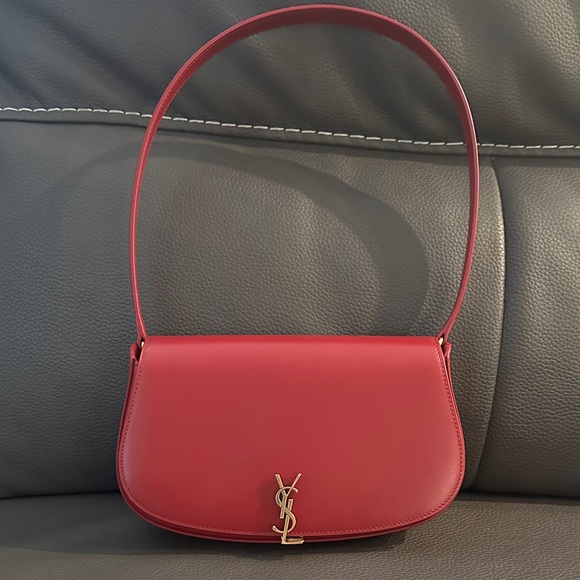YSL Mini Voltaire in Raspberry Box Leather Shoulder Bag - Picture 1 of 10